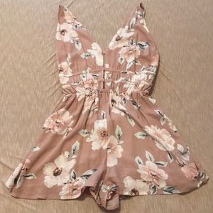 Pink floral romper